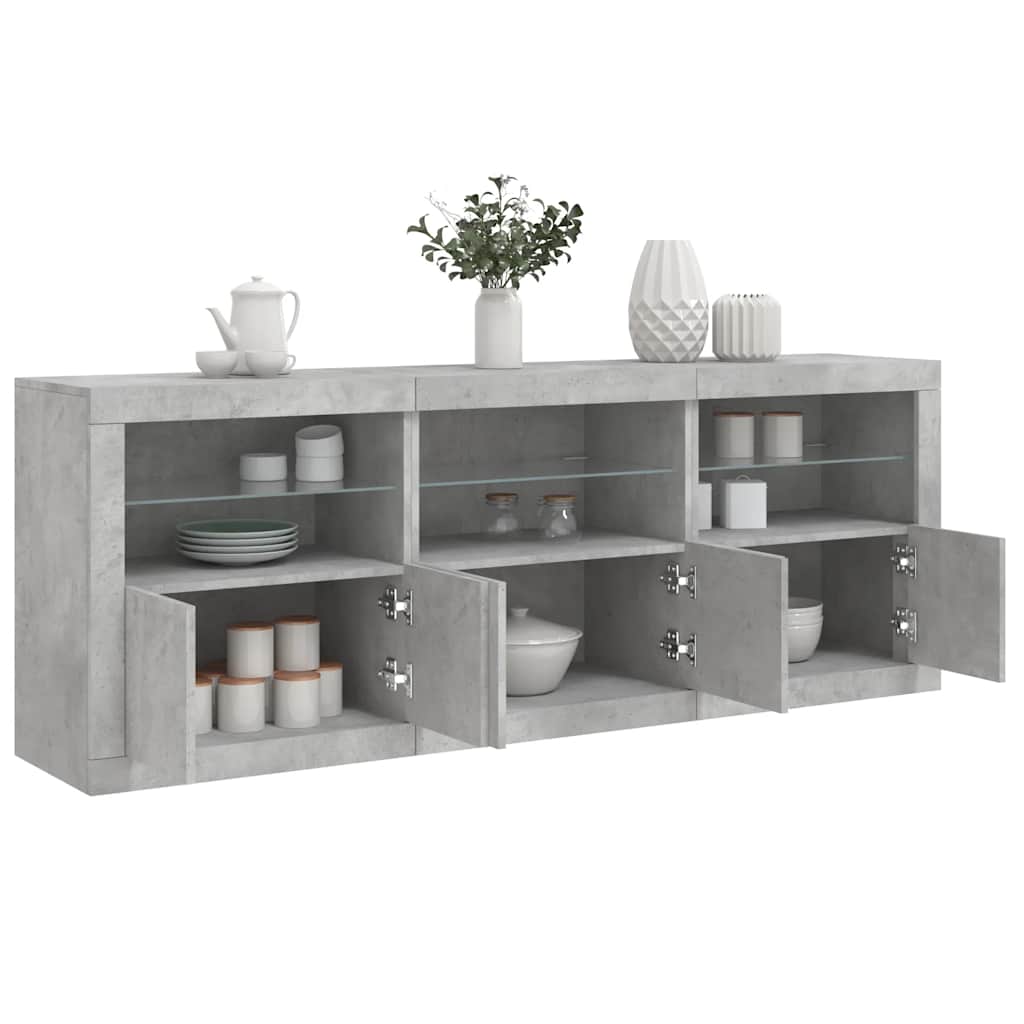 vidaXL Sideboard with LED Lights Concrete Grey 181.5x37x67 cm 1
