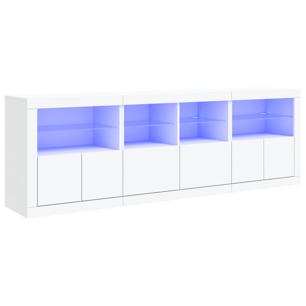 vidaXL Sideboard with LED Lights White 202x37x67 cm 2
