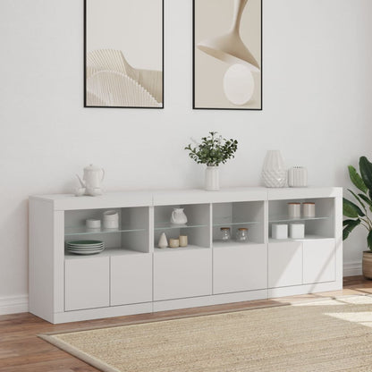 vidaXL Sideboard with LED Lights White 202x37x67 cm 3