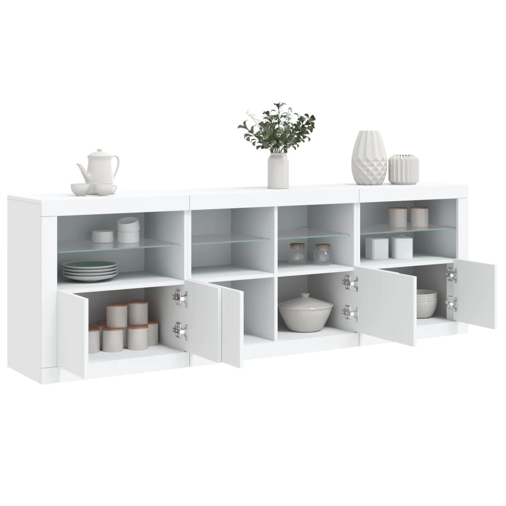 vidaXL Sideboard with LED Lights White 202x37x67 cm 4