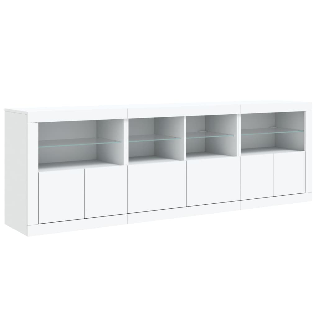 vidaXL Sideboard with LED Lights White 202x37x67 cm 5