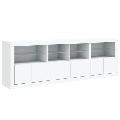 vidaXL Sideboard with LED Lights White 202x37x67 cm 5