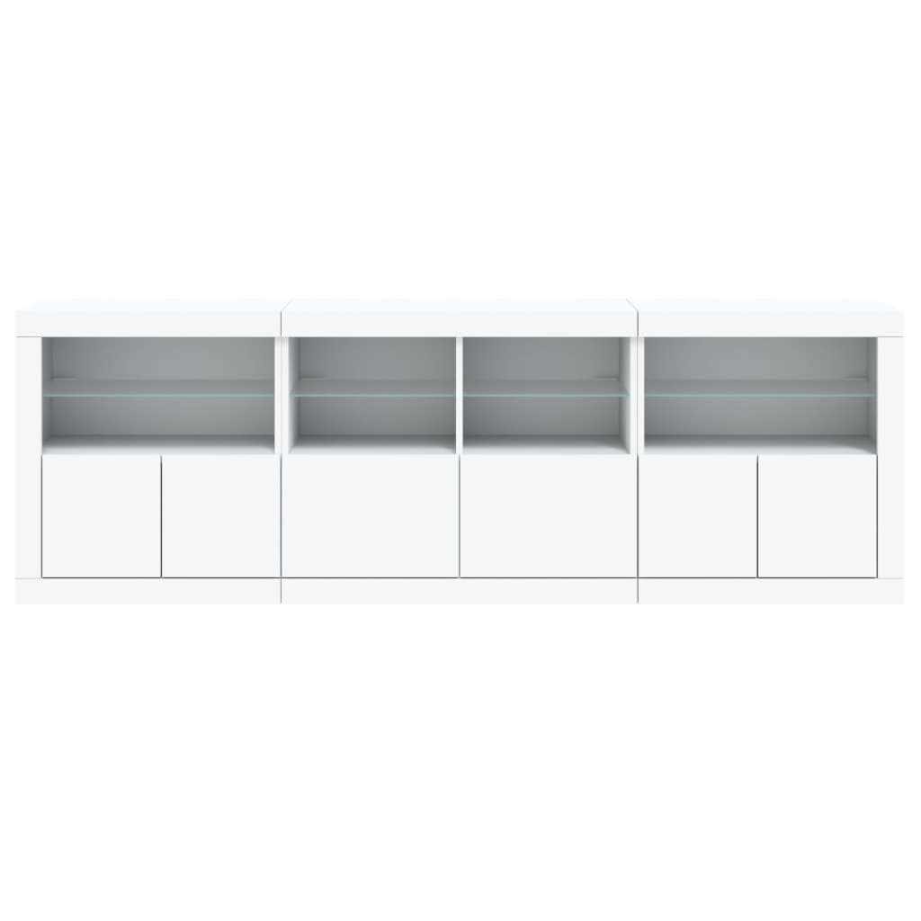 vidaXL Sideboard with LED Lights White 202x37x67 cm 6