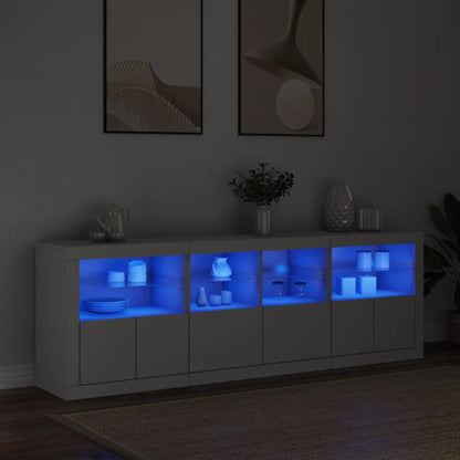 vidaXL Sideboard with LED Lights White 202x37x67 cm 1