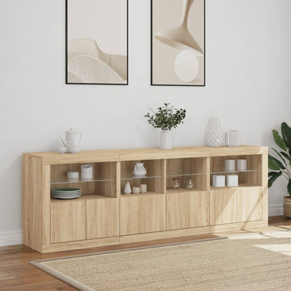 vidaXL Sideboard with LED Lights Sonoma Oak 202x37x67 cm 4