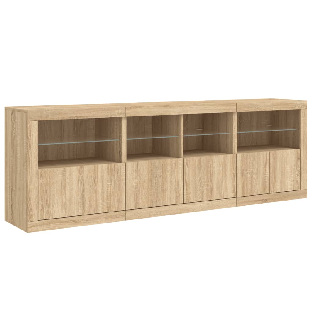 vidaXL Sideboard with LED Lights Sonoma Oak 202x37x67 cm 6