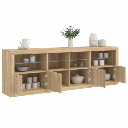 vidaXL Sideboard with LED Lights Sonoma Oak 202x37x67 cm 1