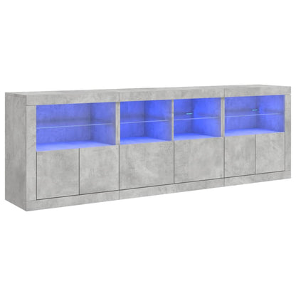 vidaXL Sideboard with LED Lights Concrete Grey 202x37x67 cm 2