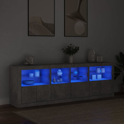 vidaXL Sideboard with LED Lights Concrete Grey 202x37x67 cm 3