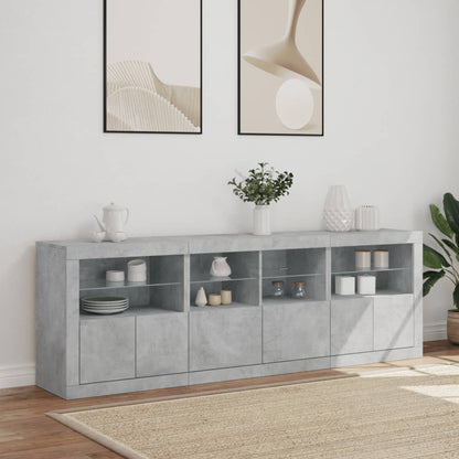 vidaXL Sideboard with LED Lights Concrete Grey 202x37x67 cm 4
