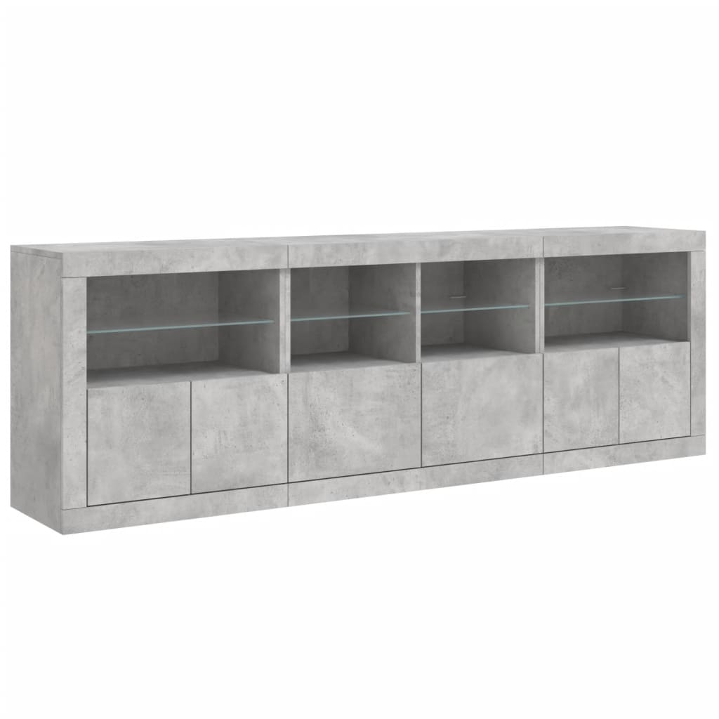 vidaXL Sideboard with LED Lights Concrete Grey 202x37x67 cm 6