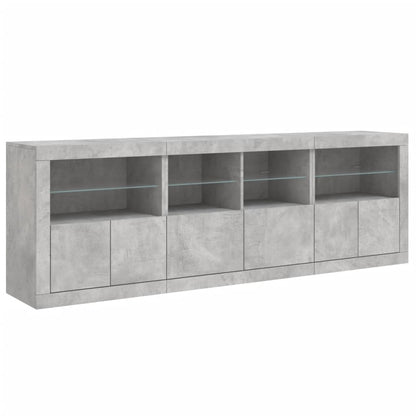 vidaXL Sideboard with LED Lights Concrete Grey 202x37x67 cm 6