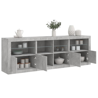 vidaXL Sideboard with LED Lights Concrete Grey 202x37x67 cm 1