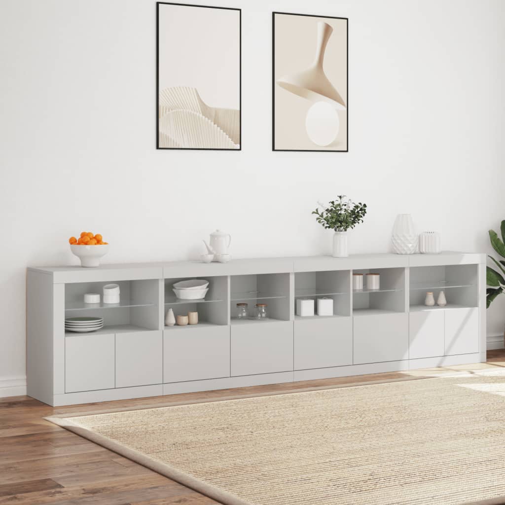 vidaXL Sideboard with LED Lights White 283x37x67 cm 3