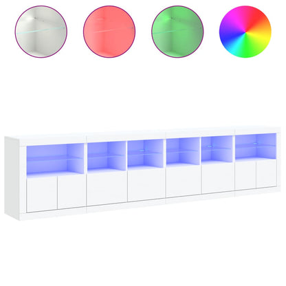 vidaXL Sideboard with LED Lights White 283x37x67 cm 4