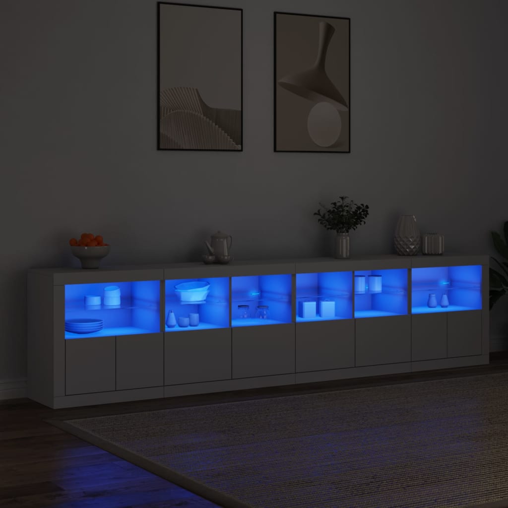 vidaXL Sideboard with LED Lights White 283x37x67 cm 1