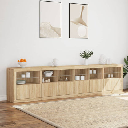 vidaXL Sideboard with LED Lights Sonoma Oak 283x37x67 cm 4