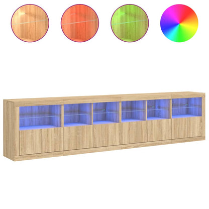 vidaXL Sideboard with LED Lights Sonoma Oak 283x37x67 cm 5