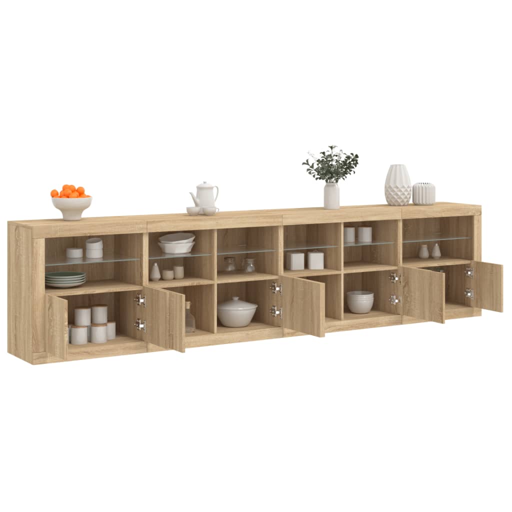 vidaXL Sideboard with LED Lights Sonoma Oak 283x37x67 cm 1