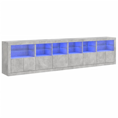 vidaXL Sideboard with LED Lights Concrete Grey 283x37x67 cm 2