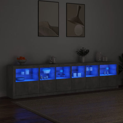 vidaXL Sideboard with LED Lights Concrete Grey 283x37x67 cm 3