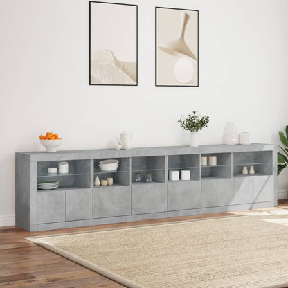 vidaXL Sideboard with LED Lights Concrete Grey 283x37x67 cm 4