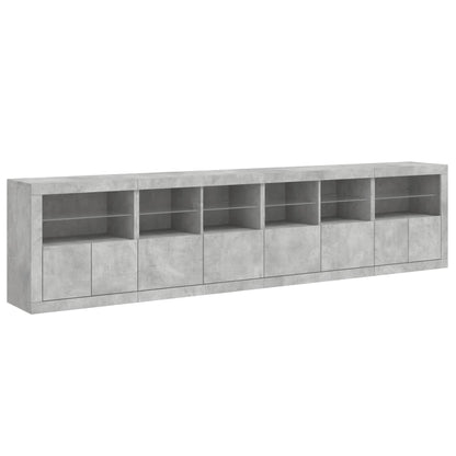 vidaXL Sideboard with LED Lights Concrete Grey 283x37x67 cm 6