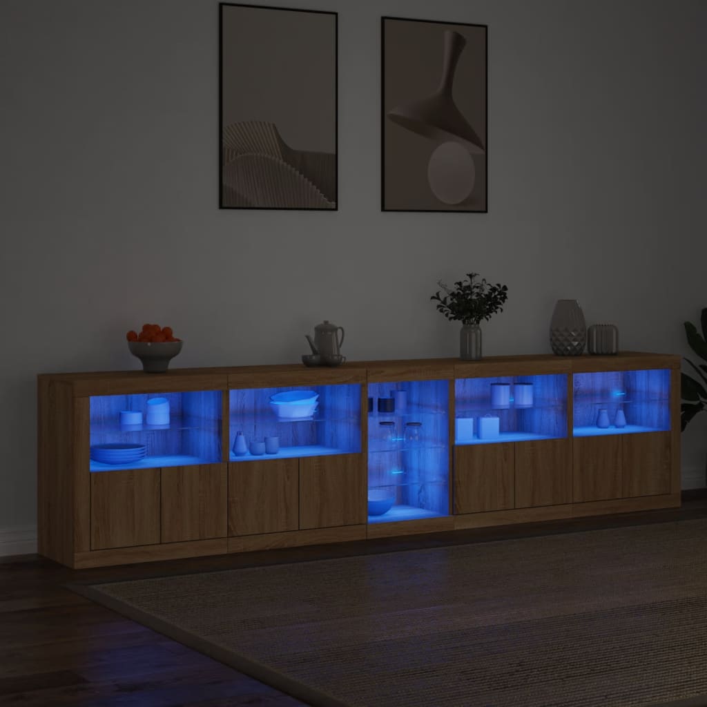vidaXL Sideboard with LED Lights Sonoma Oak 283x37x67 cm 3