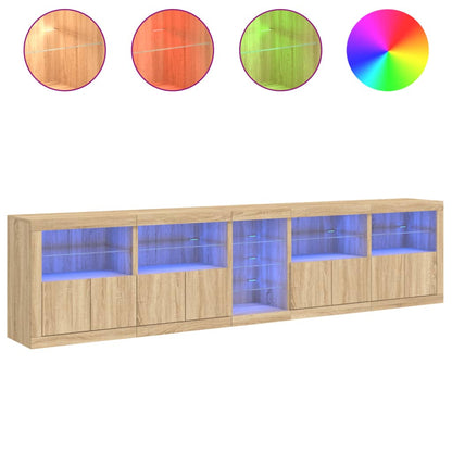 vidaXL Sideboard with LED Lights Sonoma Oak 283x37x67 cm 5