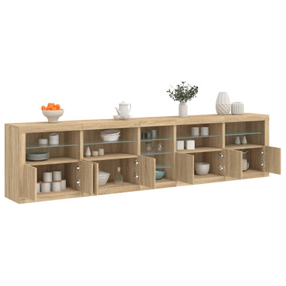 vidaXL Sideboard with LED Lights Sonoma Oak 283x37x67 cm 1