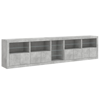 vidaXL Sideboard with LED Lights Concrete Grey 283x37x67 cm 6
