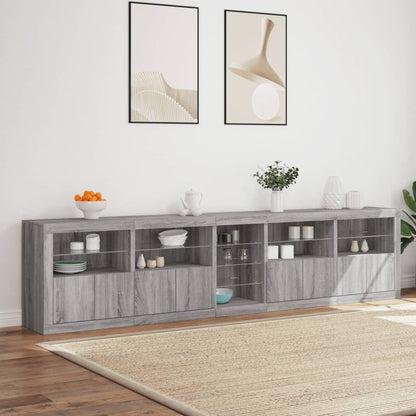vidaXL Sideboard with LED Lights Grey Sonoma 283x37x67 cm 4