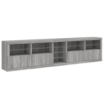 vidaXL Sideboard with LED Lights Grey Sonoma 283x37x67 cm 6