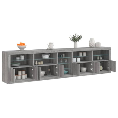 vidaXL Sideboard with LED Lights Grey Sonoma 283x37x67 cm 1