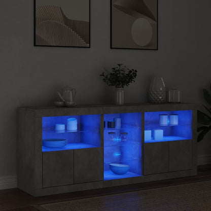 vidaXL Sideboard with LED Lights Concrete Grey 162x37x67 cm 3