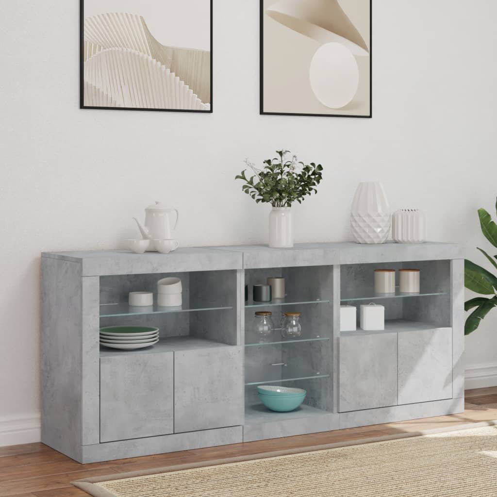 vidaXL Sideboard with LED Lights Concrete Grey 162x37x67 cm 4