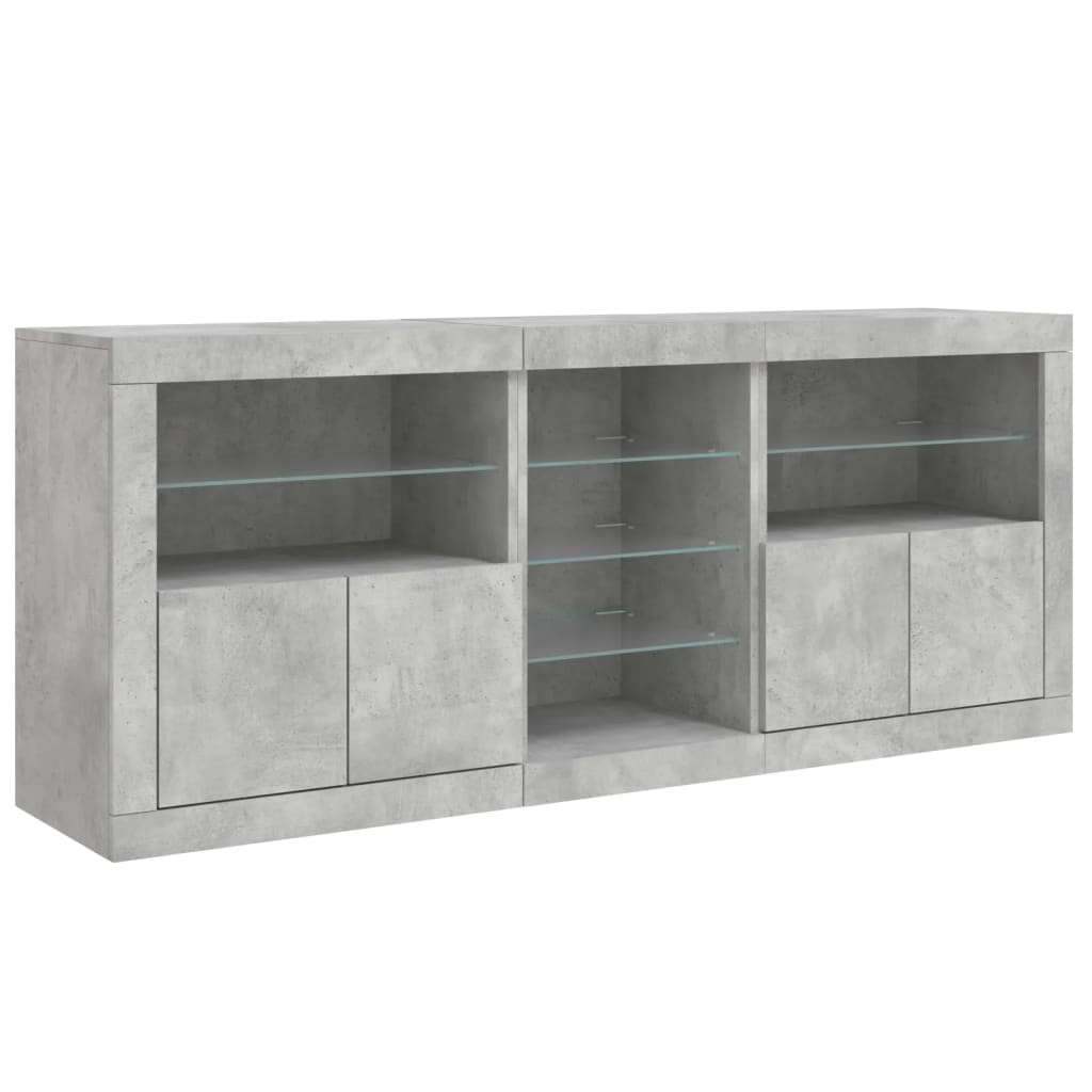 vidaXL Sideboard with LED Lights Concrete Grey 162x37x67 cm 6