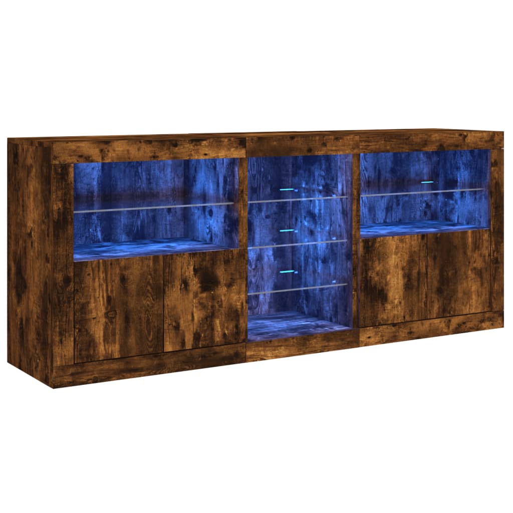 Sideboard with LED Lights 162x37x67 cm Smoked oak