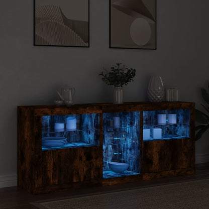 Sideboard with LED Lights 162x37x67 cm Smoked oak