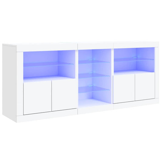vidaXL Sideboard with LED Lights White 181.5x37x67 cm 2