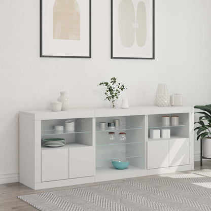 vidaXL Sideboard with LED Lights White 181.5x37x67 cm 3