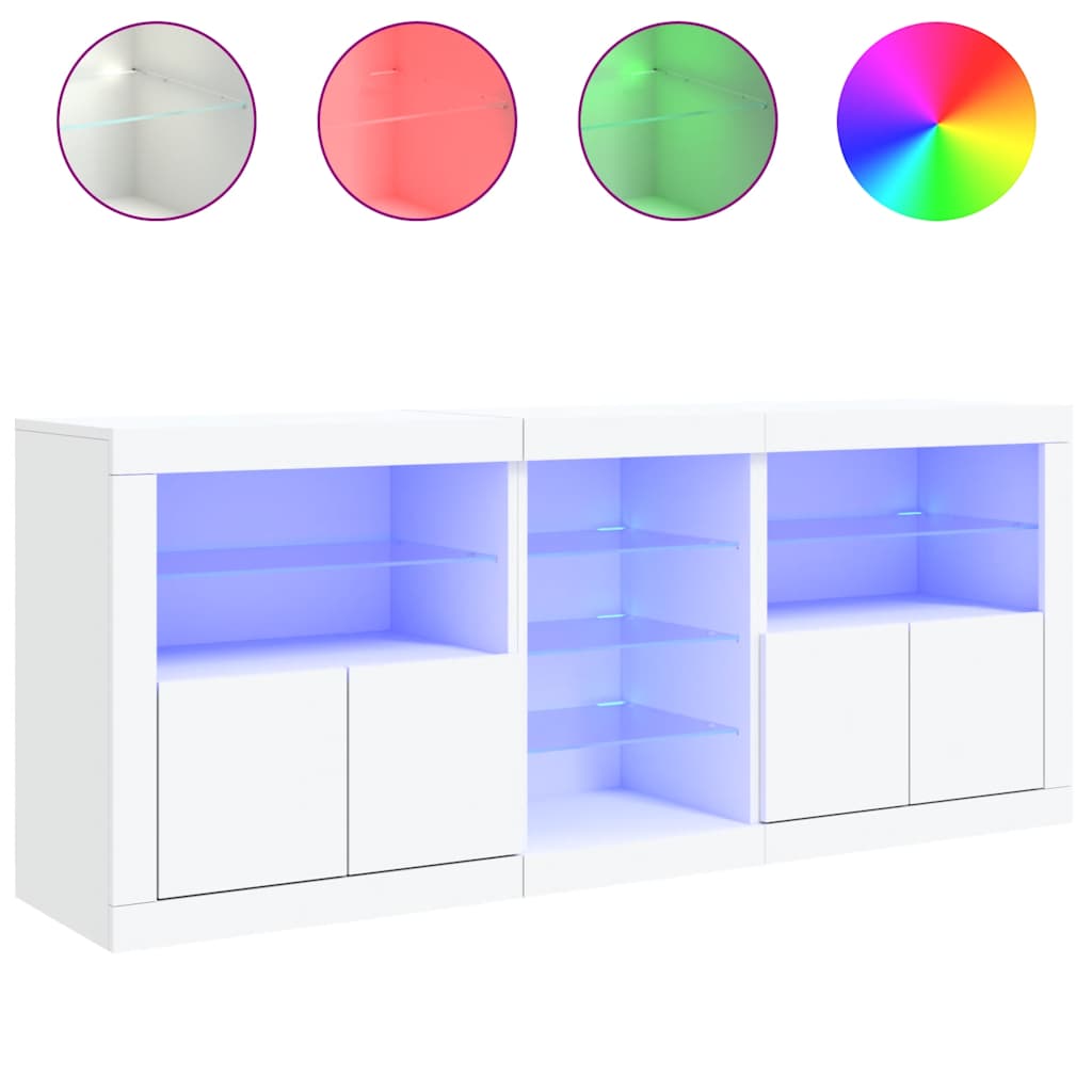 vidaXL Sideboard with LED Lights White 181.5x37x67 cm 5