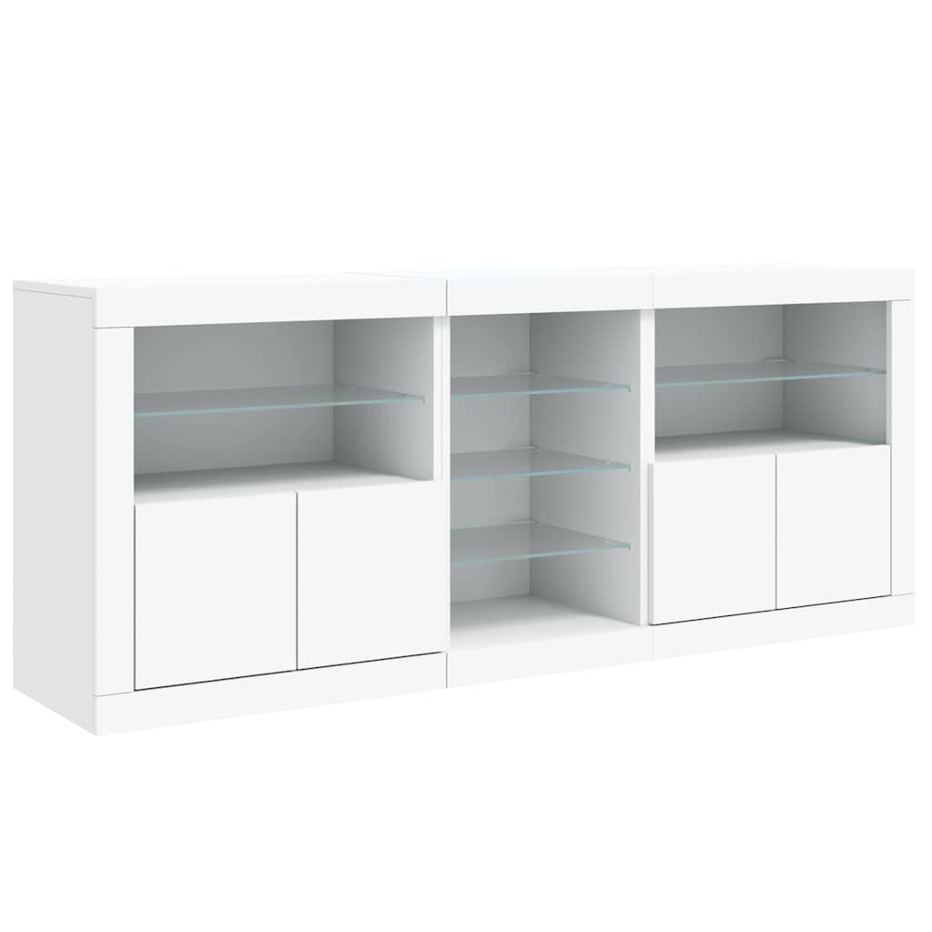 vidaXL Sideboard with LED Lights White 181.5x37x67 cm 6