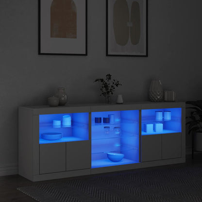vidaXL Sideboard with LED Lights White 181.5x37x67 cm 1