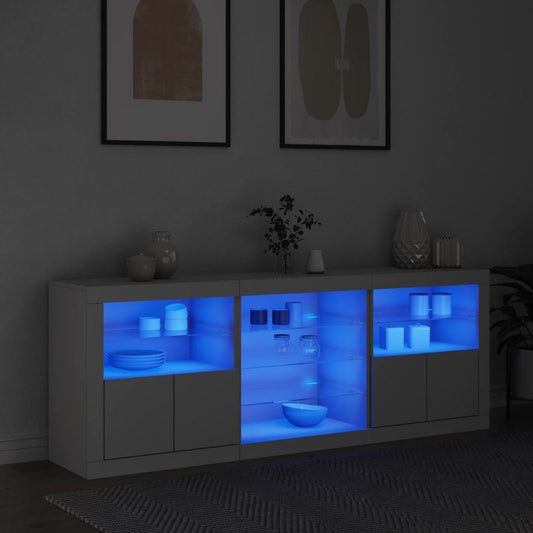 vidaXL Sideboard with LED Lights White 181.5x37x67 cm 1