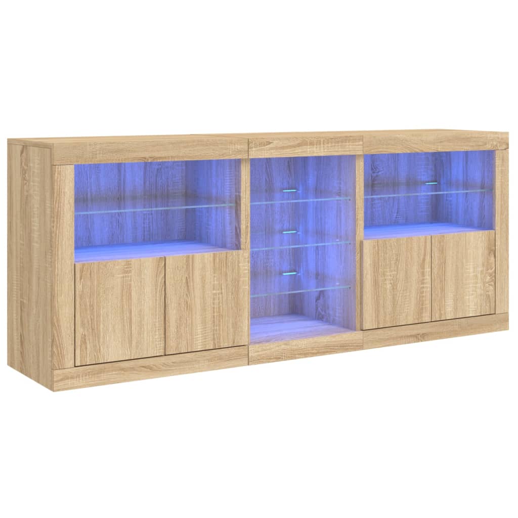 vidaXL Sideboard with LED Lights Sonoma Oak 181.5x37x67 cm 2