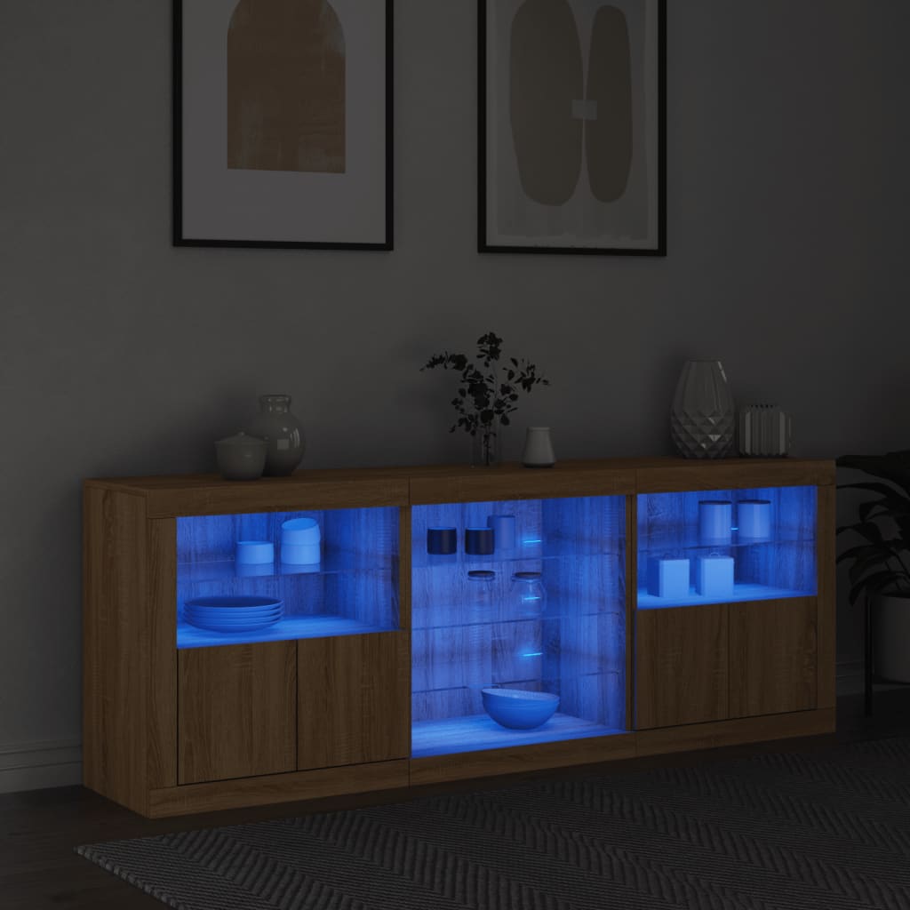 vidaXL Sideboard with LED Lights Sonoma Oak 181.5x37x67 cm 3