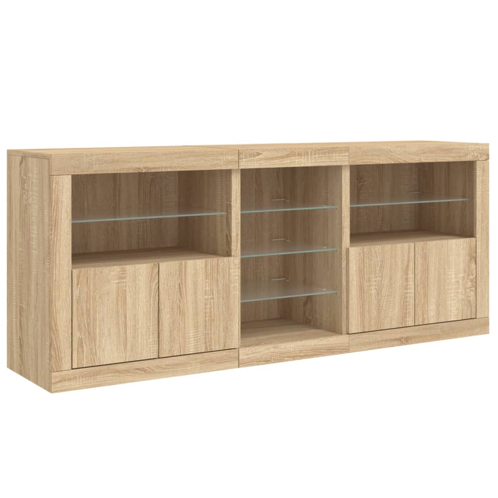 vidaXL Sideboard with LED Lights Sonoma Oak 181.5x37x67 cm 5