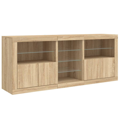 vidaXL Sideboard with LED Lights Sonoma Oak 181.5x37x67 cm 5