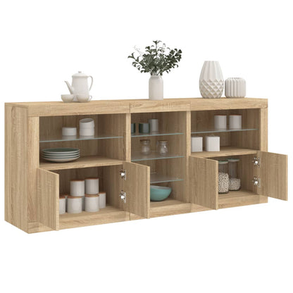 vidaXL Sideboard with LED Lights Sonoma Oak 181.5x37x67 cm 1